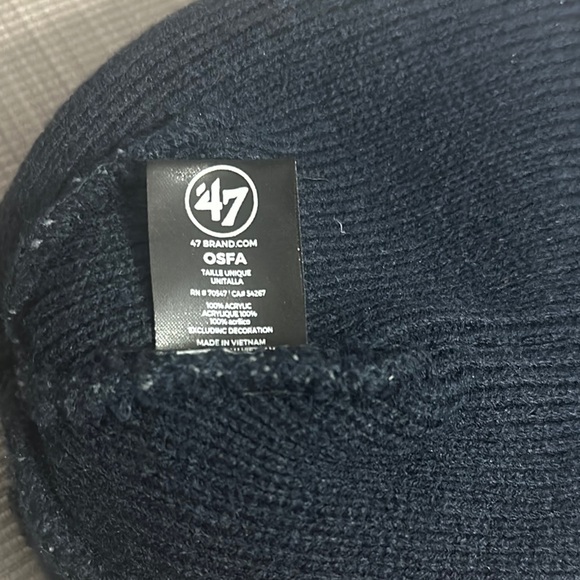 Bears Striped Pom-Pom Beanie - Navy and Orange - Picture 7 of 7